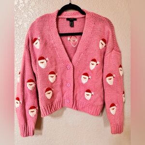 Forever 21 Pink Santa Cardigan